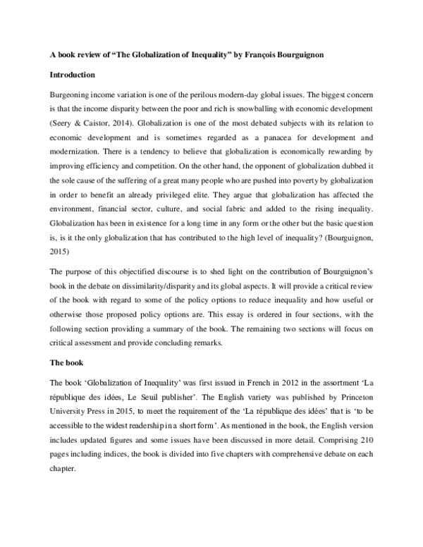  pdf a book review of the globalization of inequality by fran ois