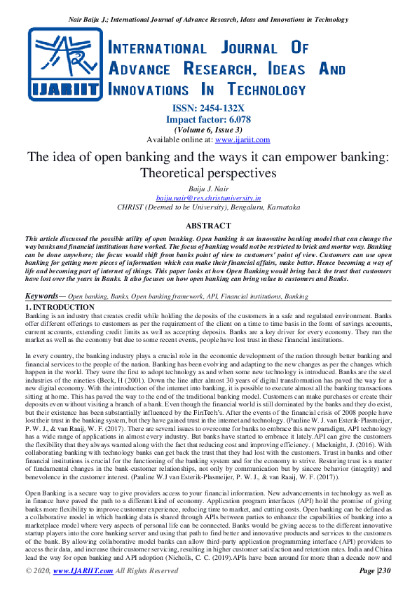 (PDF) The idea of open banking and the ways it can empower banking ...