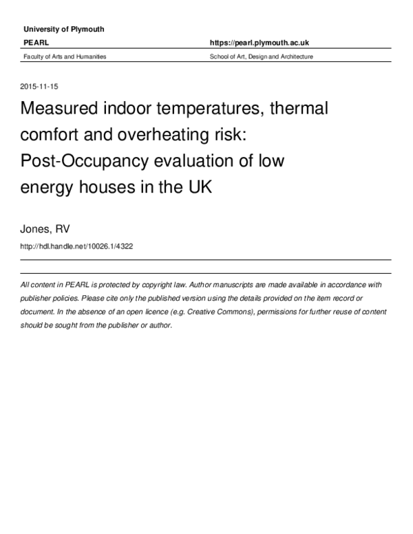 (PDF) Measured Indoor Temperatures, Thermal Comfort and Overheating ...
