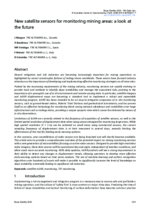 (PDF) New satellite sensors for monitoring mining areas: a look at the ...