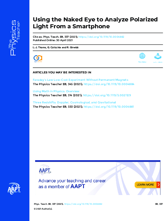 (PDF) Using the Naked Eye to Analyze Polarized Light From a Smartphone