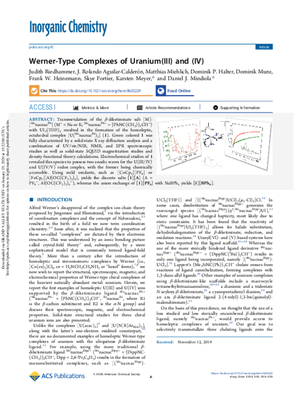 (PDF) Werner-Type Complexes of Uranium(III) and (IV)