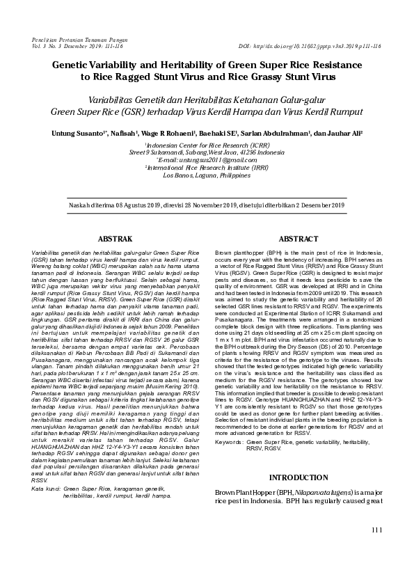 (PDF) Genetic Variability and Heritability of Green Super Rice (GSR ...