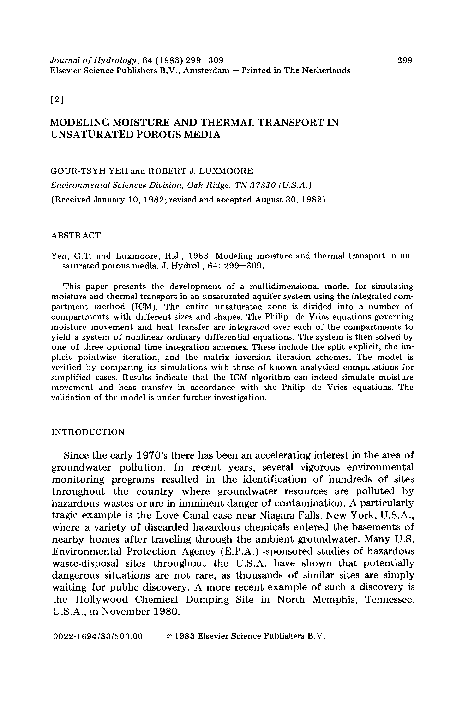 (PDF) Modeling moisture and thermal transport in unsaturated porous media