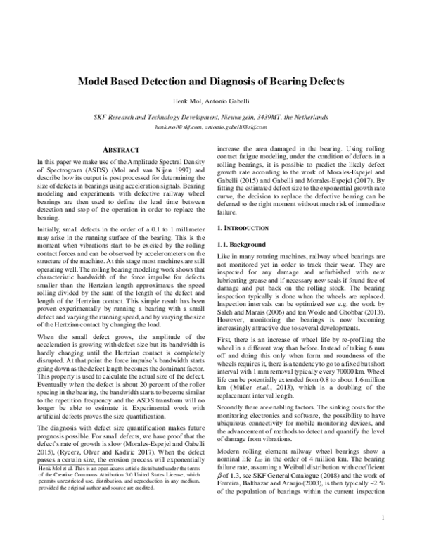 (PDF) Model based detection and diagnosis of bearing defects