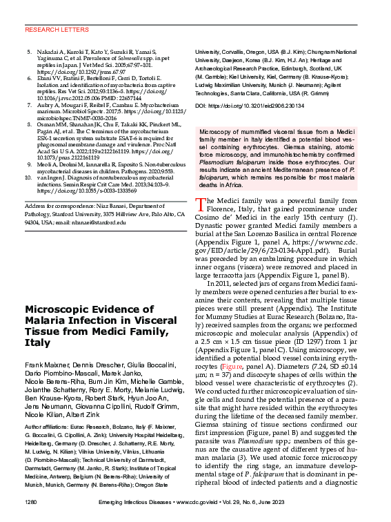(PDF) Microscopic Evidence of Malaria Infection in Visceral Tissue from ...