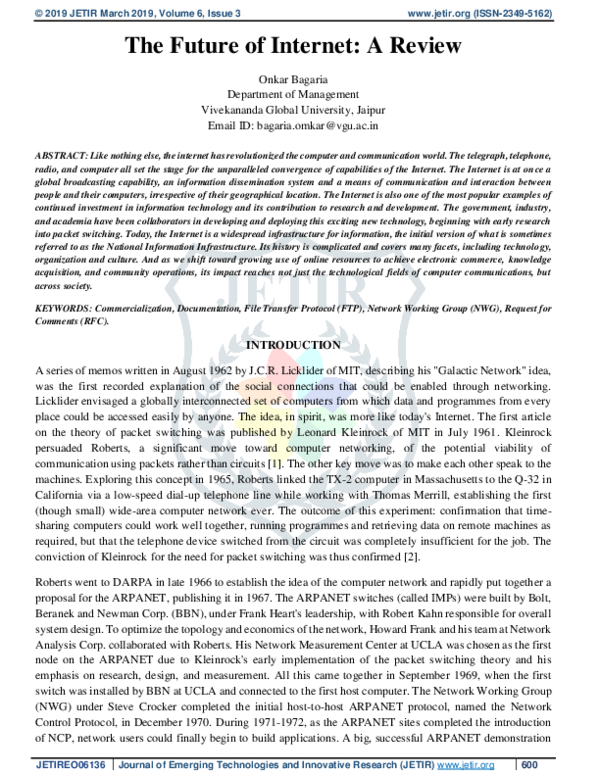 (PDF) The Future of Internet: A Review