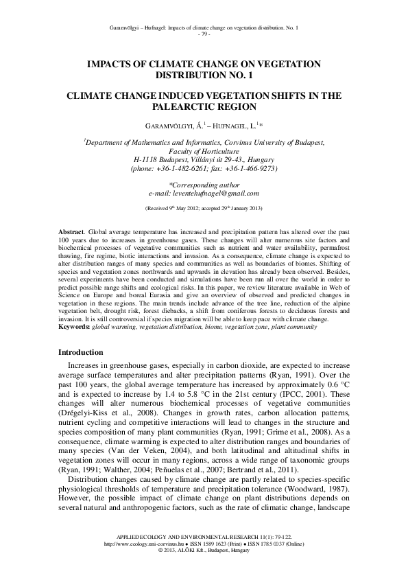 (PDF) Impacts of Climate Change on Vegetation Distribution No. 1 ...