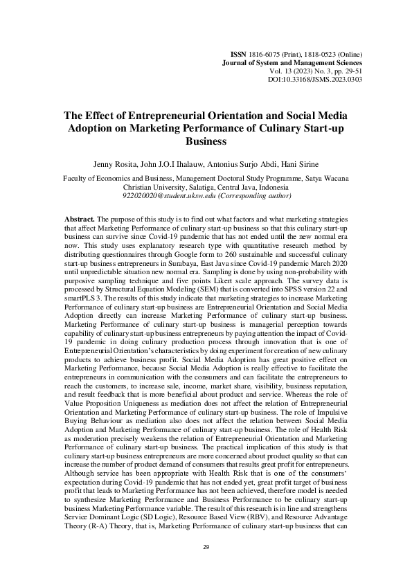 (PDF) The Effect of Entrepreneurial Orientation and Social Media ...