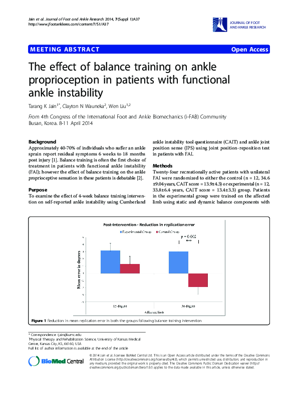(PDF) The effect of balance training on ankle proprioception in ...