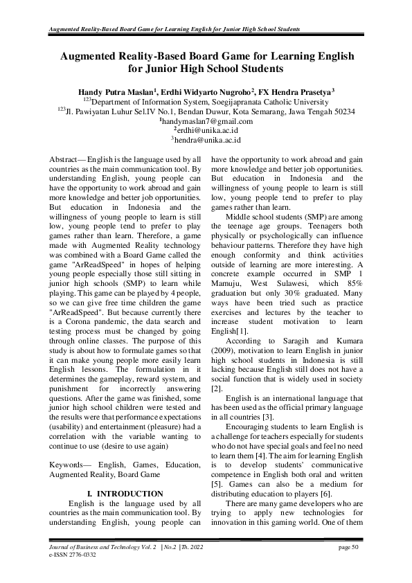 (PDF) Augmented Reality-Based Board Game for Learning English for ...