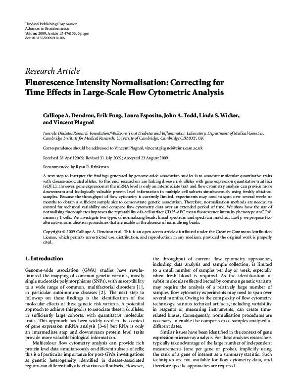 (PDF) Fluorescence Intensity Normalisation: Correcting for Time Effects ...