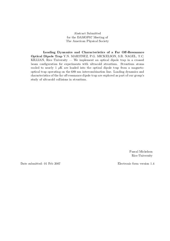 (PDF) Loading Dynamics and Characteristics of a Far Off-Resonance ...