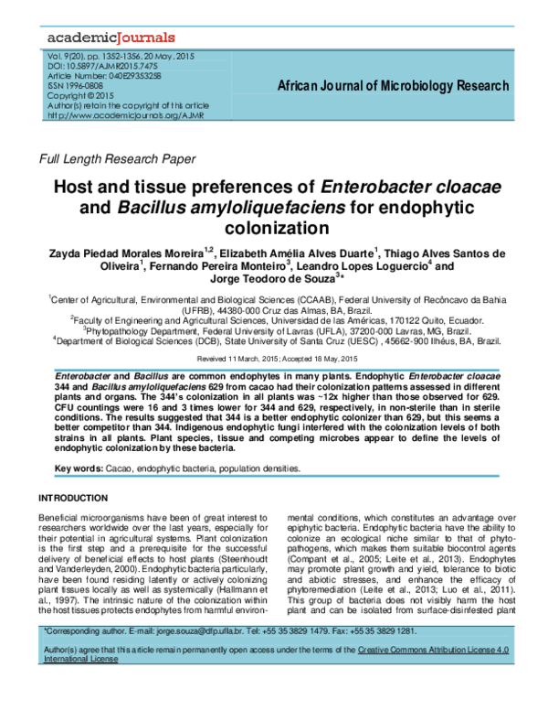 (PDF) African Journal of Microbiology Research Host and tissue ...