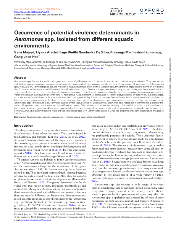 (PDF) Occurrence of potential virulence determinants inAeromonasspp ...