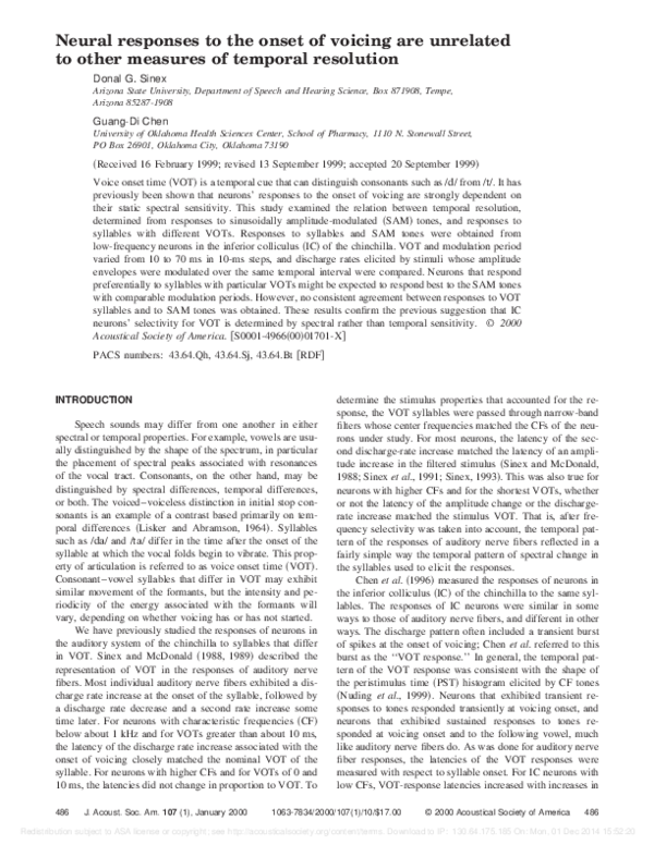 (PDF) Neural responses to the onset of voicing are unrelated to other ...