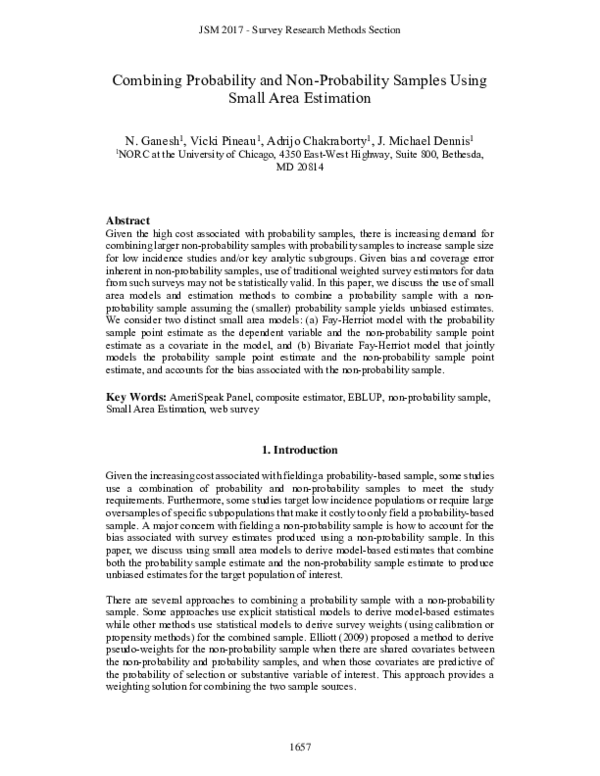 (PDF) Combining Probability and Non-Probability Samples Using Small ...