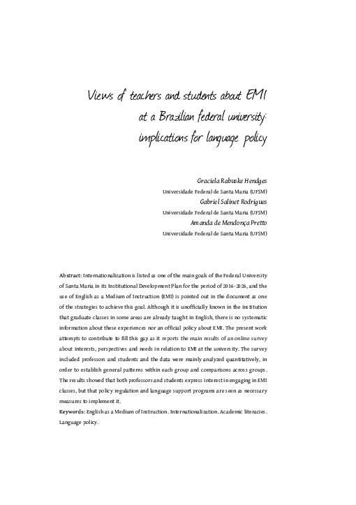 (PDF) Views of teachers and students about EMI at a Brazilian federal ...