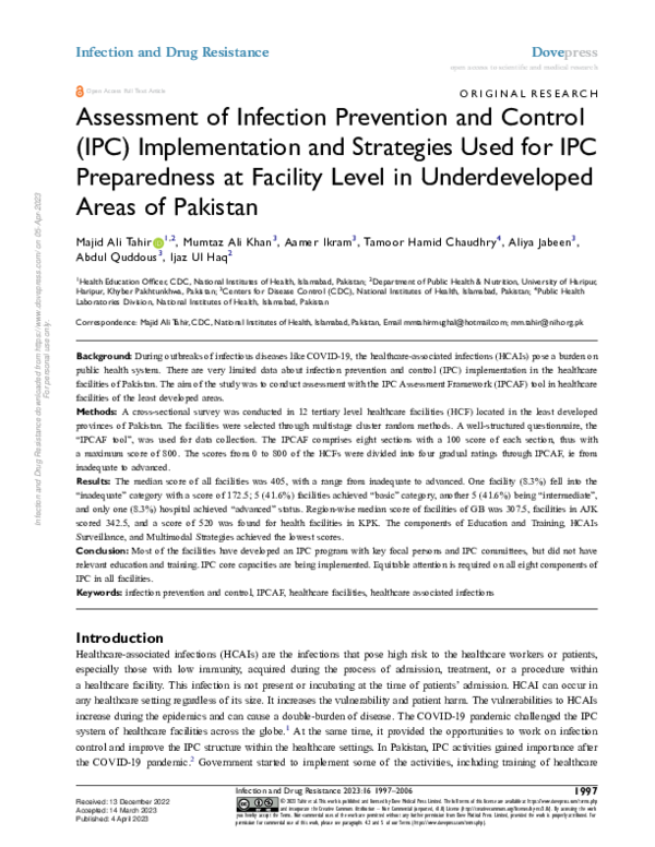 (PDF) Assessment of Infection Prevention and Control (IPC ...