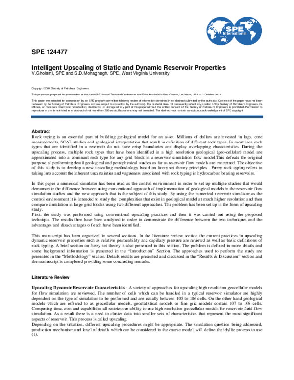 (PDF) Intelligent Upscaling of Static and Dynamic Reservoir Properties