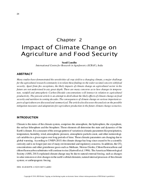 (PDF) Impact of Climate Change on Agriculture and Food Security