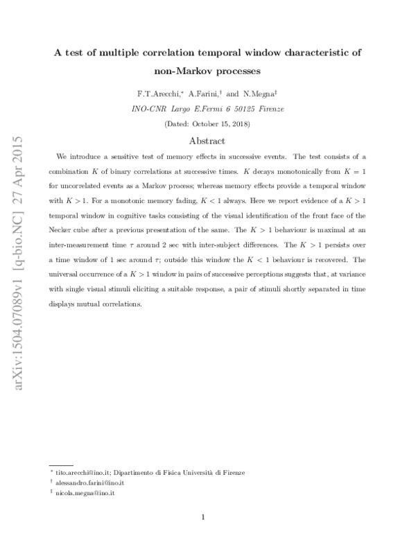 (PDF) A test of multiple correlation temporal window characteristic of ...