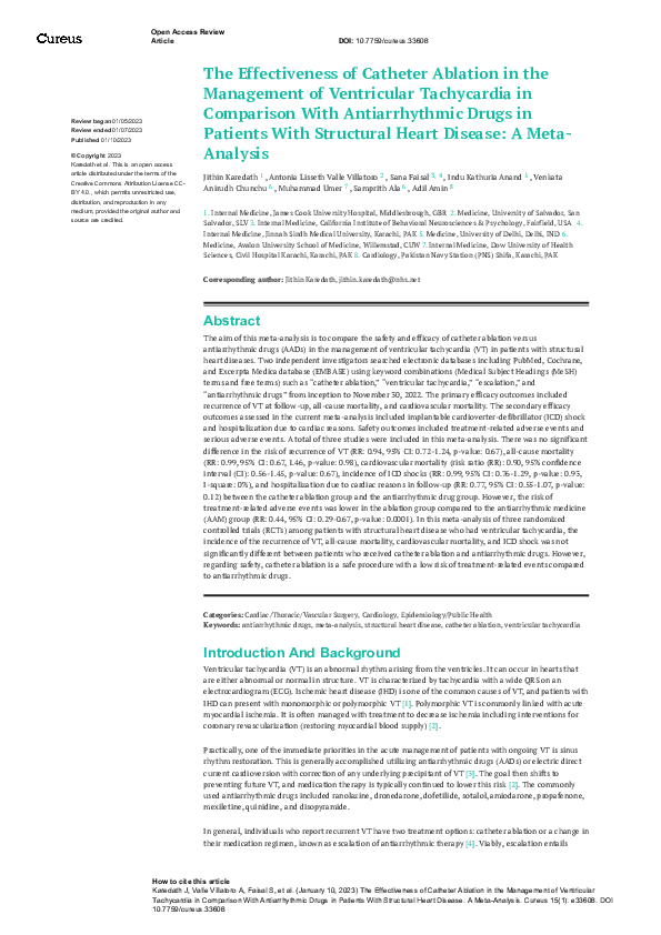 (PDF) The Effectiveness of Catheter Ablation in the Management of ...