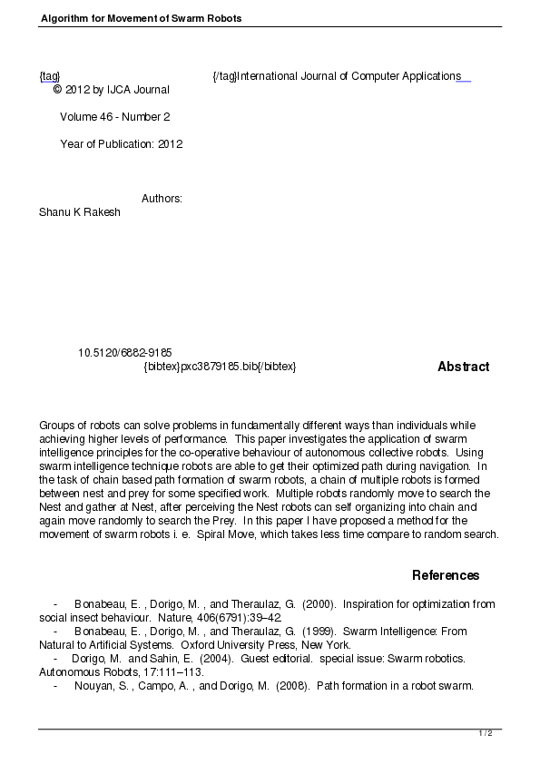 (PDF) Algorithm for Movement of Swarm Robots