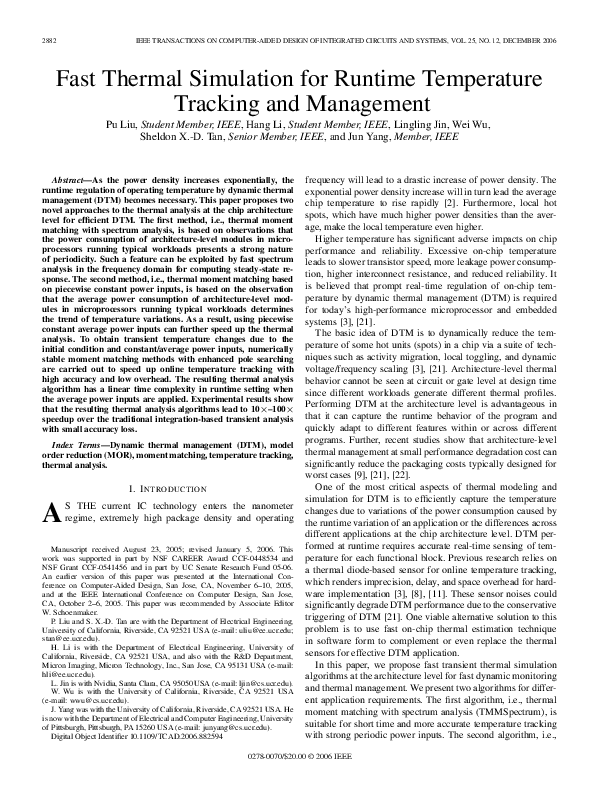 (PDF) Fast Thermal Simulation for Runtime Temperature Tracking and ...
