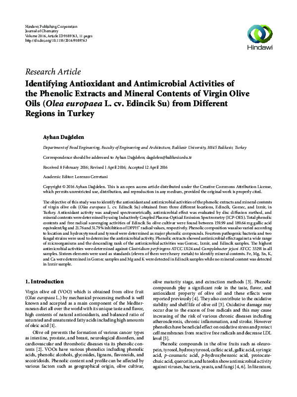 (PDF) Identifying Antioxidant and Antimicrobial Activities of the ...