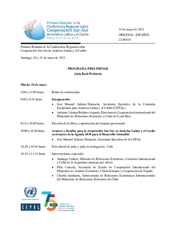 I Reunión de la Conferencia Regional sobre Cooperación Sur-Sur en América Latina y el Caribe