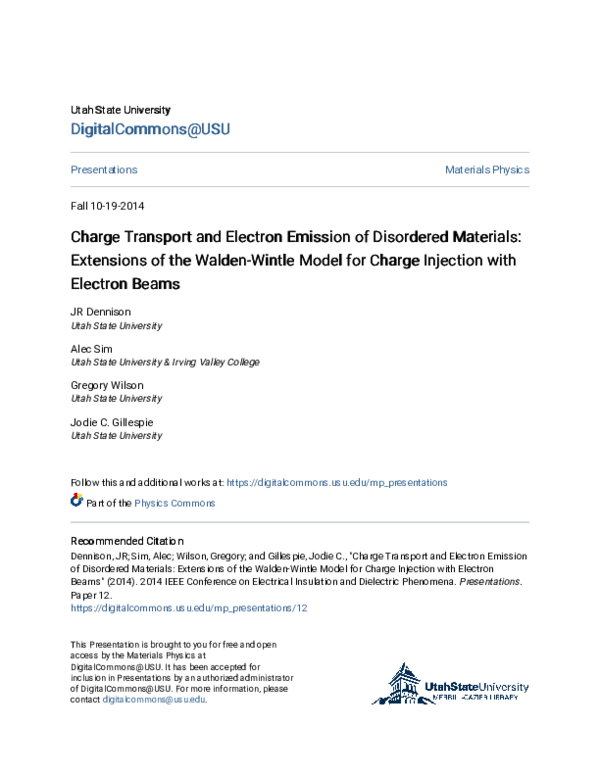(PDF) Charge Transport and Electron Emission of Disordered Materials ...