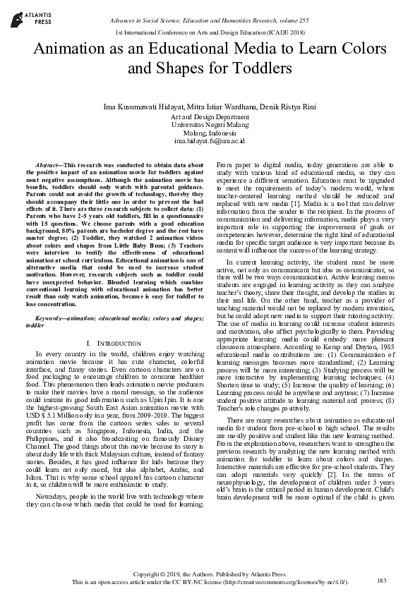 (PDF) Animation as an Educational Media to Learn Colors and Shapes for ...