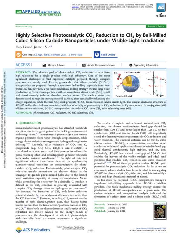 (PDF) Highly Selective Photocatalytic CO2 Reduction to CH4 by Ball ...