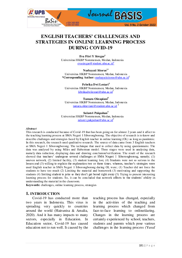 (PDF) English Teachers’ Challenges and Strategies in Online Learning ...