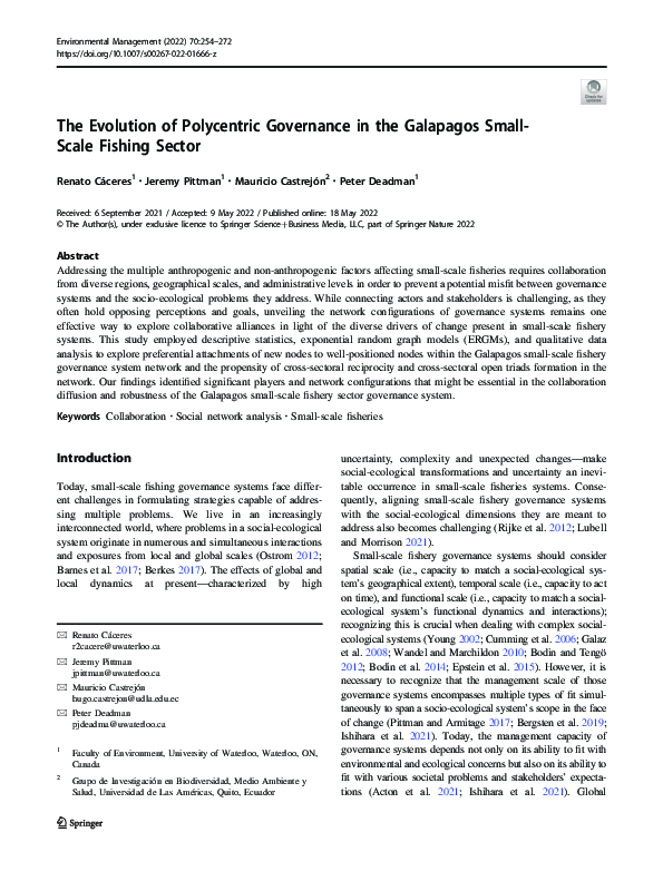 (PDF) The Evolution of Polycentric Governance in the Galapagos Small ...