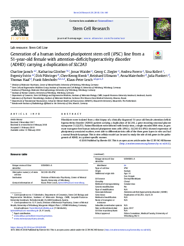 (PDF) Generation of a human induced pluripotent stem cell (iPSC) line ...