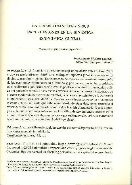 (PDF) La crisis financiera y sus repercusiones en la dinámica económica ...