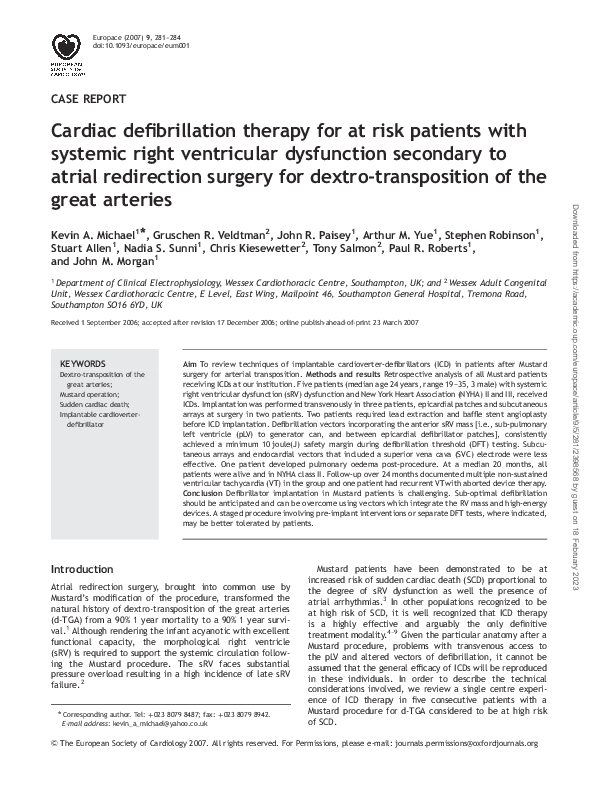 (PDF) Cardiac defibrillation therapy for at risk patients with systemic ...