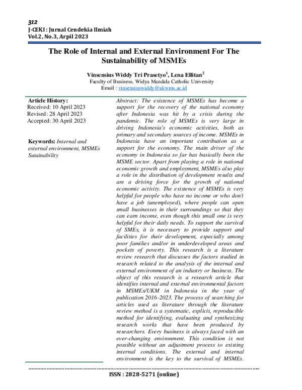 (PDF) The Role of Internal and External Environment For The ...