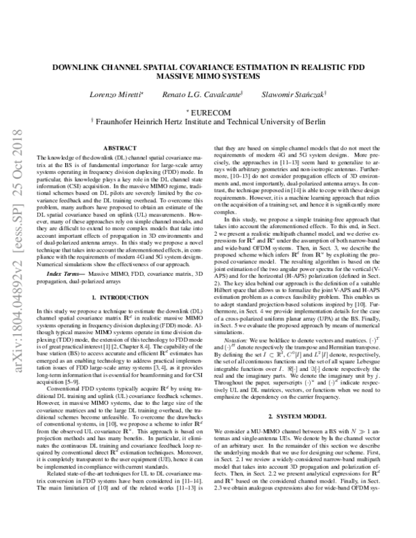 (PDF) Downlink Channel Spatial Covariance Estimation in Realistic FDD ...