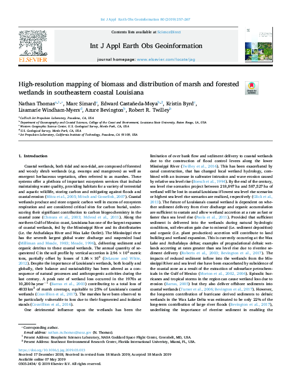 (PDF) High-resolution mapping of biomass and distribution of marsh and ...