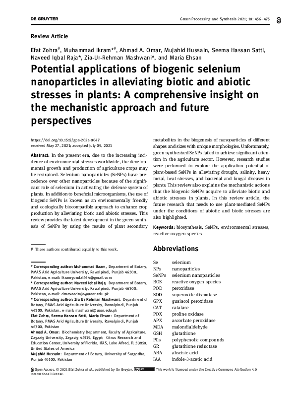 (PDF) Potential applications of biogenic selenium nanoparticles in ...