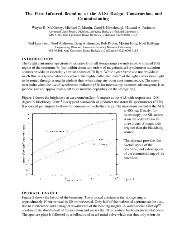 (PDF) First infrared beamline at the ALS: design, construction, and ...