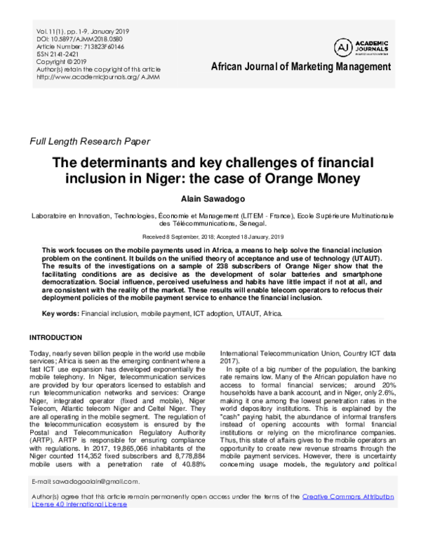 (PDF) The determinants and key challenges of financial inclusion in ...