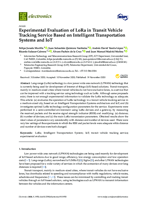 (PDF) Experimental Evaluation of LoRa in Transit Vehicle Tracking ...