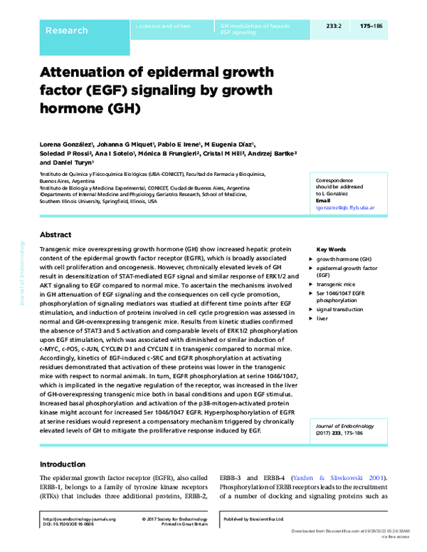 (PDF) Attenuation of epidermal growth factor (EGF) signaling by growth ...