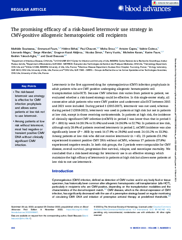 (PDF) The promising efficacy of a risk-based letermovir use strategy in ...