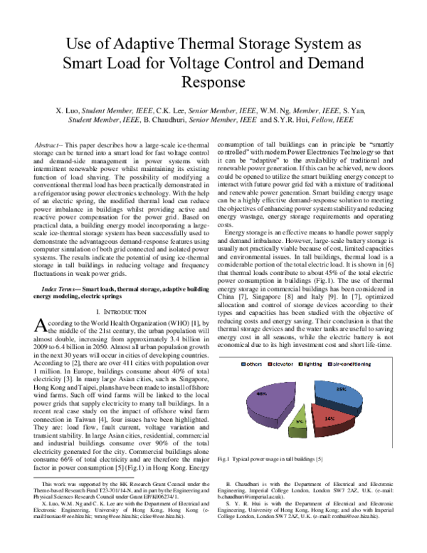 (PDF) Use of Adaptive Thermal Storage System as Smart Load for Voltage ...