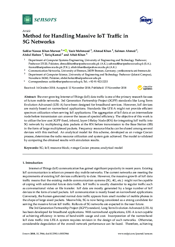 (PDF) Method for Handling Massive IoT Traffic in 5G Networks S. Abdul